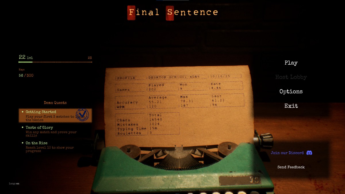 Final Sentence Screenshot
